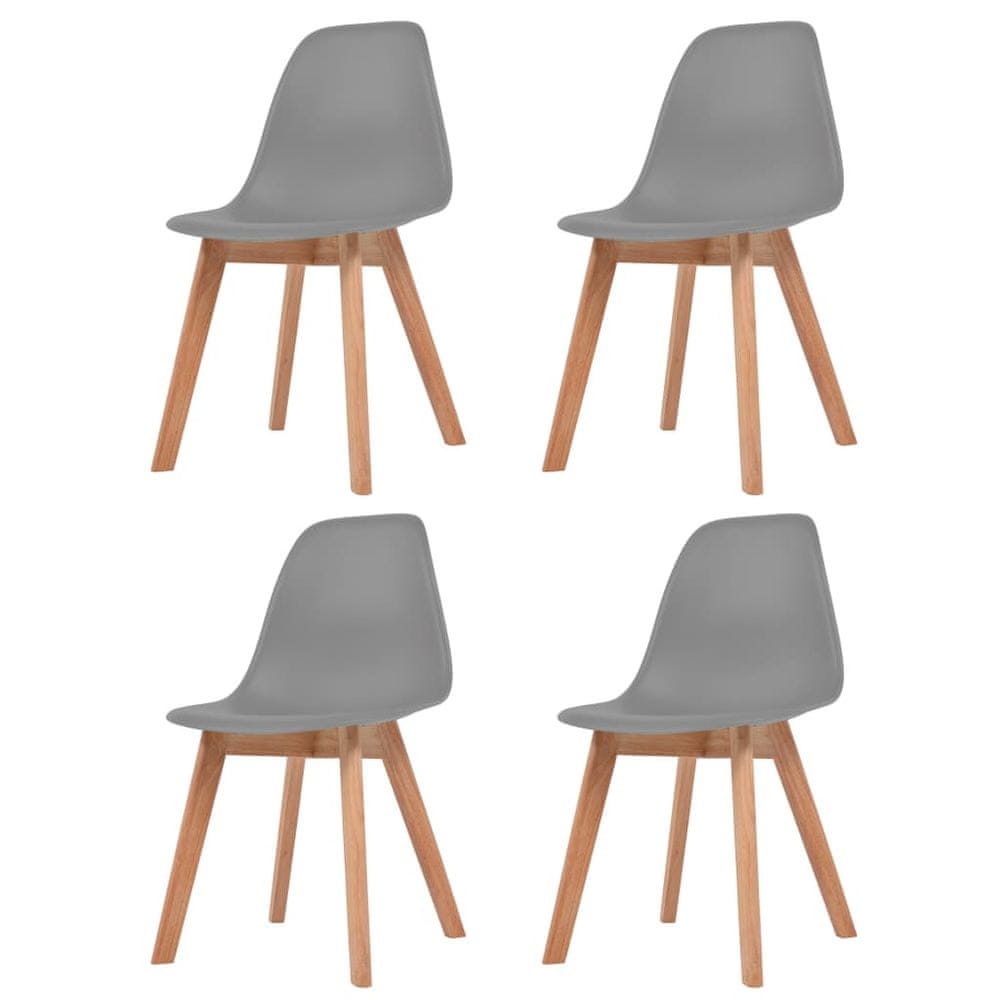 Vidaxl Jedálenské stoličky 4 ks, sivé, plast
